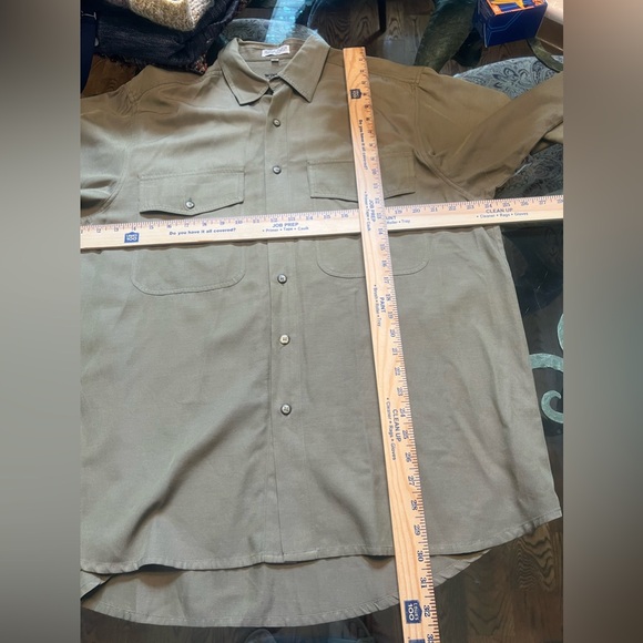 Vintage Winston Woods Silk Blend Men’s Size Large Olive Green Made in Hong Kong - Picture 8 of 9